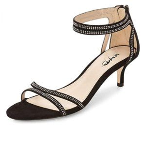 XYD Open Toe Low Heel Strappy Rhinestone Sandal